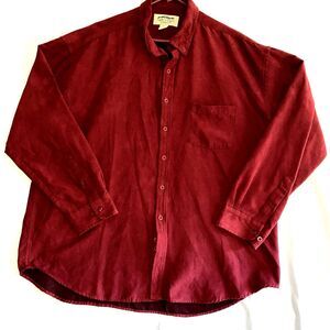 Mountain Lake Men's Size XL Button Front Shirt Long Sleeve Maroon Pocket
